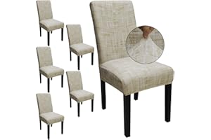 Keyroal Dining Room Chair Covers Set of 6, Stretch Printed Parsons Chair Slipcovers Spandex Removable Washable Kitchen Chair Protector Cover for Dining Room, Hotel, Ceremony(Stripe)