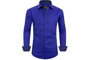 Alimens & Gentle Men's Dress Shirts Long Sleeve Wrinkle-Free Business Casual Button Down Shirt