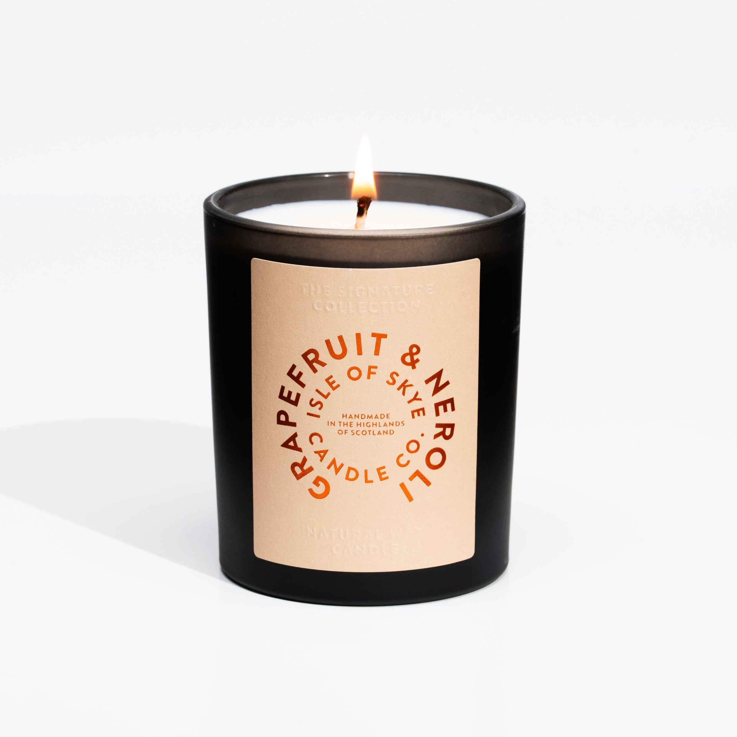 Isle of Skye Candle Company Grapefruit & Neroli Scented Black Tumbler | Natural Soy Wax Candle | Handmade in Scotland | Premium Scented Candle | Elegant Black Jar | 45 Hours Burn Time