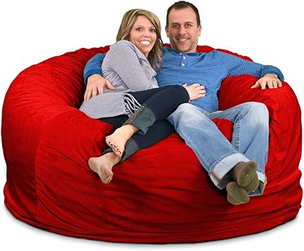 ULTIMATE SACK Bean Bag Chairs in Multiple Sizes and Colors: Giant Foam-Filled Furniture - Machine Washable Covers, Double Stitched Seams, Durable Inner Liner. (6000, Red Suede)