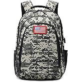 Qimailer Camo Backpack,Small Tactical Backpack for outdoor,Military Teen Boys Backpacks for School with USB Charging Port,40L