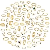 ZOVOLI Golden Silvery Knuckle Rings Set for Women, Stackable Rings Bohemian Crystal Hollow Carved Flowers Joint Finger Rings Pack Fashion Jewelry Gifts for Her