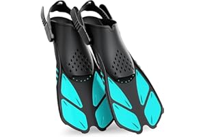 Greatever Snorkel Fins Adjustable Buckles Open Heel Swim Flippers Travel Size Short Swim Fins for Snorkeling Diving Swimming Adult Men Womens