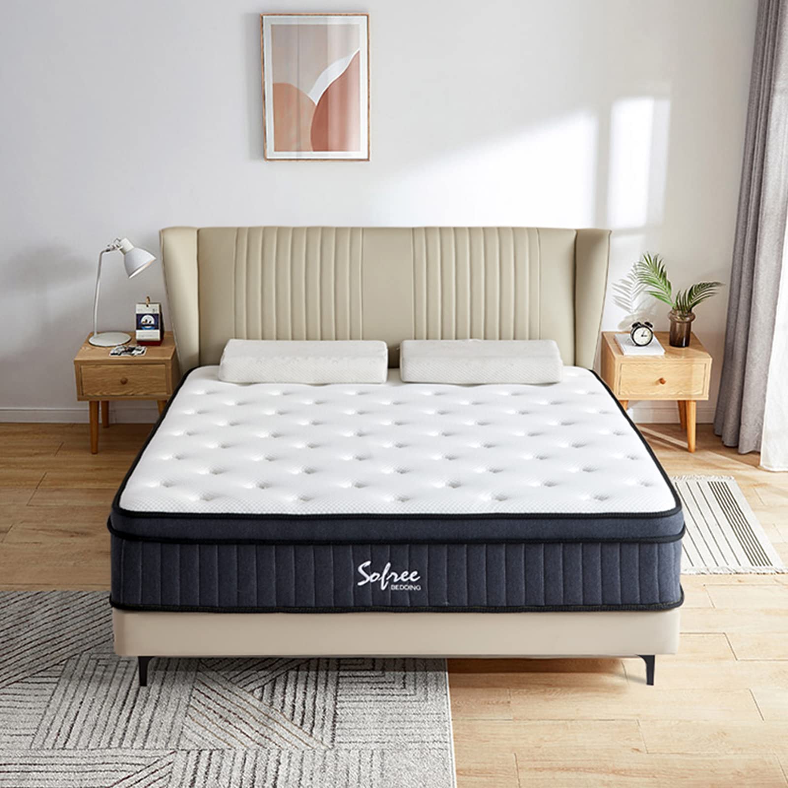 Photo 1 of sofree bedding Queen Size 10 Inch Memory Foam Hybrid Mattress, Pocket Spring in a Box for Motion Isolation, Strong Edge Support, Pressure Relief, Medium Firm, CertiPUR-US