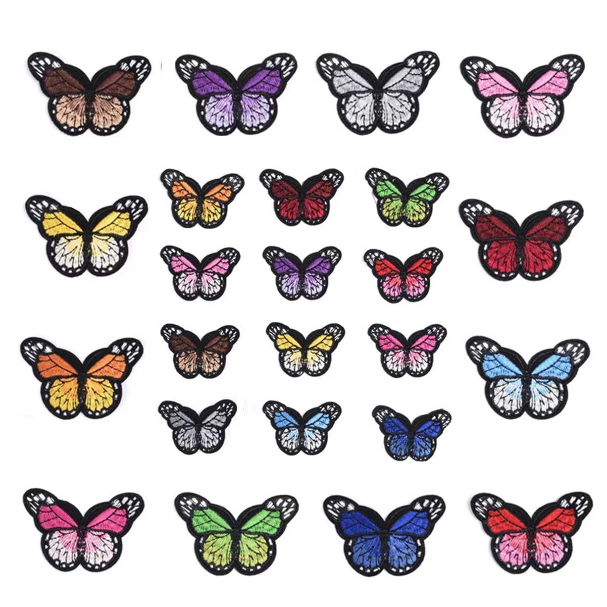 BuxiuGK 24 Pieces Butterfly Patches Butterfly Embroidery Patches Clothing Embroidery Badge for DIY Decor T-Shirt Jacket Repair Patch
