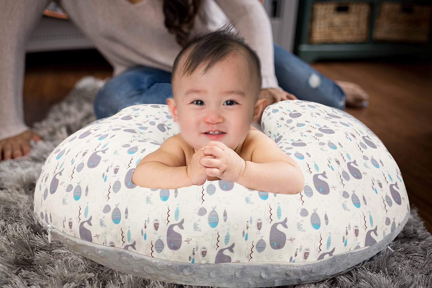 tummy time on nursing pillow