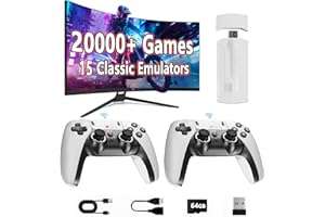 HEILU Upgrade Retro Game Stick Pro, Wireless Retro Game Console with 20000+ Games, Built-in 15 Game Emulators, Plug and Play Video Games for TV, Retro Gaming Console with Dual 2.4G Controllers
