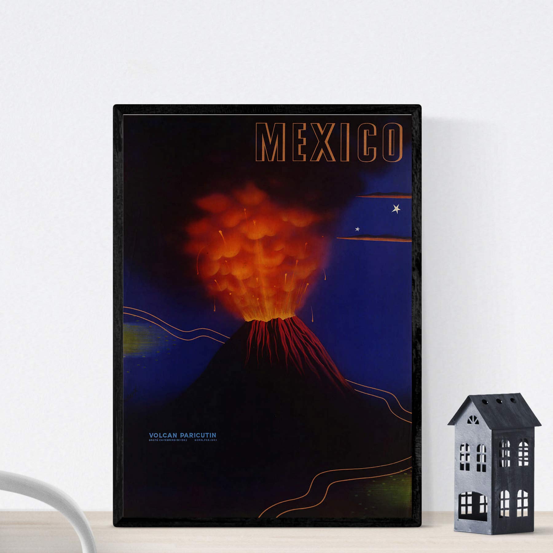 Nacnic Vintage Poster Vintage poster Volcan de Mexico. A3 size