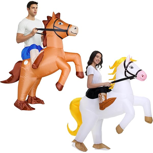 BESTSIGHT Inflatable Ride-On Horse Costume For Adults - Blow Up Funny Cowboy Suit For Halloween & Parties-967798