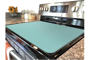 YUHFERA Stove Top Cover for Electric Stove - Silicone Stove Mat for Glass Top Stove, Glass Cooktop Protector, XL Dish Drying Mats For Kitchen, Range Covers for Electric Stove (Aqua,28x20)