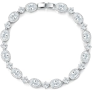 Gemsme Tennis Bracelets for Women - 18K White Gold Plated Wedding Bridal Bracelet for Brides Bridesmaids, Cubic Zirconia Tenn