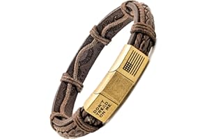 iHeartDogs Hero Company Leather Bracelet for Men - 'Don't Tread on Me' Men's Leather Bracelet