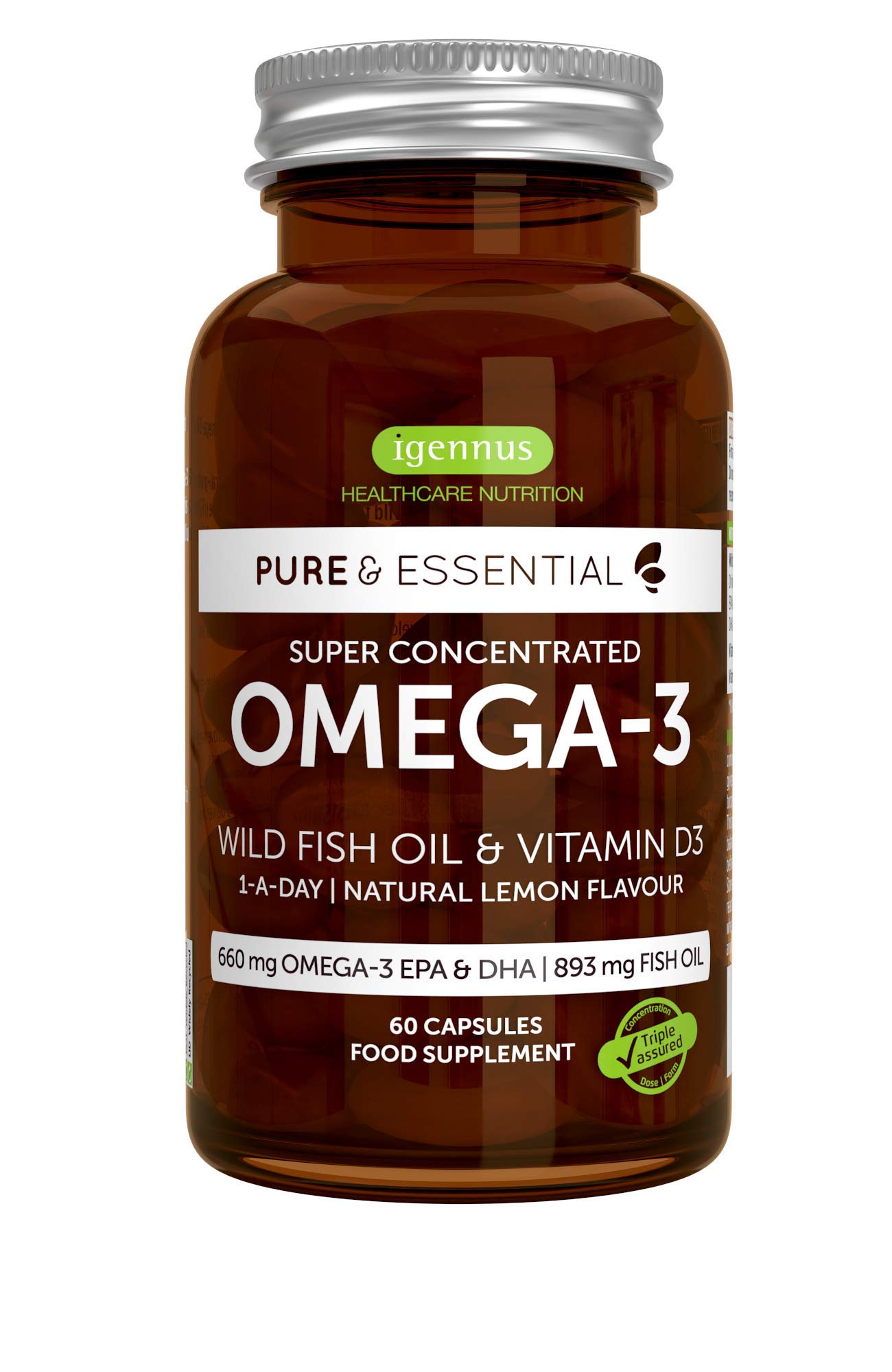 Pure & Essential Omega3 Wild Fish Oil & Vitamin D3, High Strength