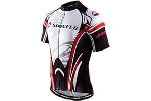 sponeed Men's Cycling Jerseys Tops Biking Shirts Short Sleeve Bike Clothing Full Zipper Bicycle Jacket with Pockets