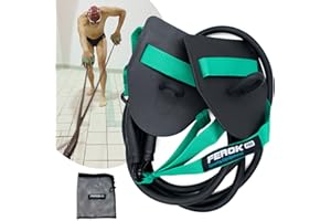 Ferok Pro - Swimming Resistance Band with Hand Paddles, Stretch Cord, Fitness Bands for Swimming, Training Equipment, Arm Strength Exercise, Powercord - Including Exercises - Medium Green