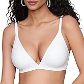 Vertvie Womens Wireless Triangle Bralette Plunge Unlined Seamless Bras No Underwire Sexy Comfortable Unpadded Everyday Bra