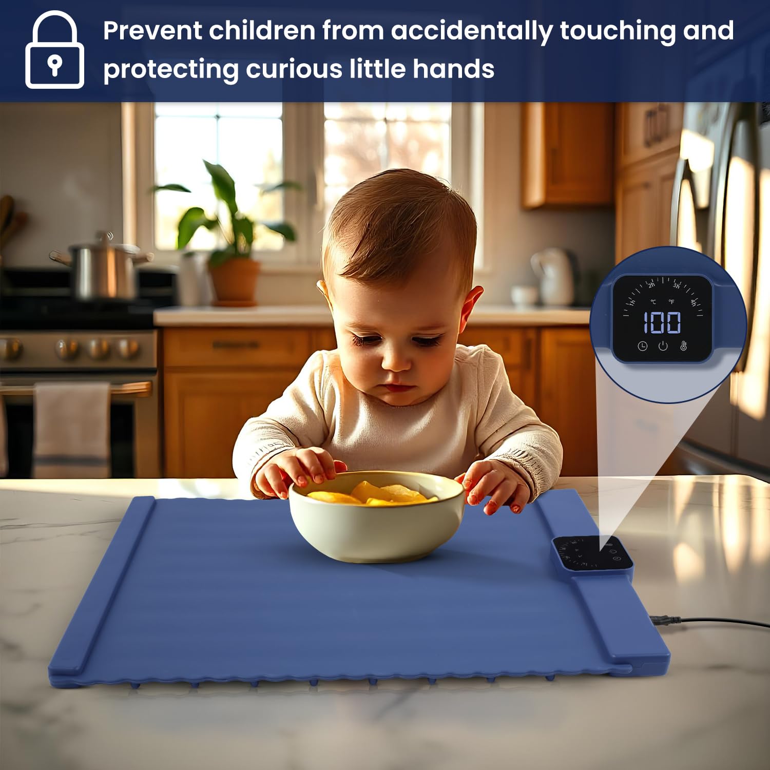 ACRILYX Food Warming Mat for Food - Electric Warming Tray for Buffets & Parties, Rollable Silicone Heating Mat, Warming Mat for Food with Adjustable Temperature, Auto Shut-Off, Portable & Foldable