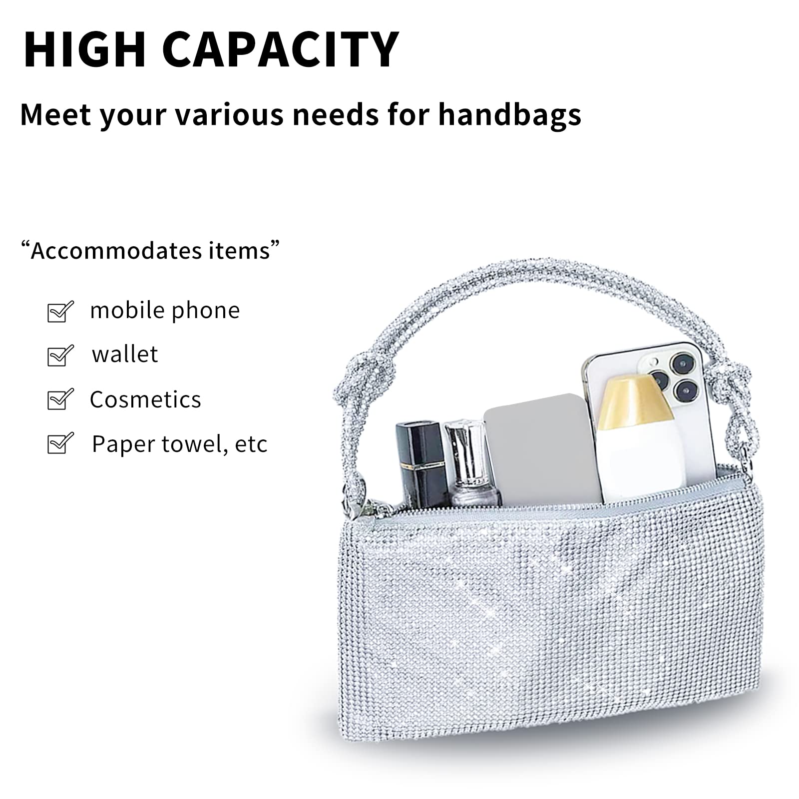 QLBO Women Gold Clutch, Rhinestone Gold Purse Wedding,Evening Clutch Purses For Women 10.2