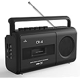 KUEPHOM Portable Cassette Tape Player Recorder,Boombox Radios Convert AM/FM and MP3 to Tapes,Builtin Microphone for Voice Recording,Play TF/USB with Earphone Jack,Battery Operated or AC Powered