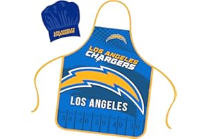 Mojo Licensing Los Angeles Chargers Apron Chef Hat Set Full Color Universal Size Tie Back Grilling Tailgate BBQ Cooking Host