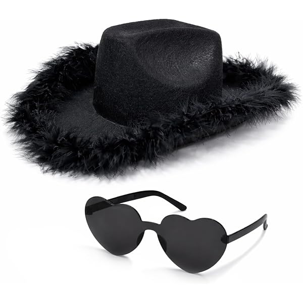 SHENYI Glitter Cowgirl Hat with Heart Sunglasses Body Face  display picture 2