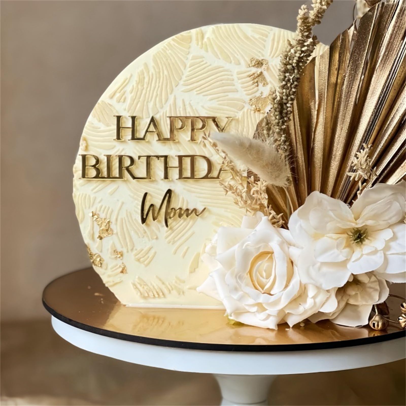 Photo 1 of LZGXZF Acrylic Mom Happy Birthday Cake Toppers Queen Cake Topper Golden Side Birthday Cake Decorations Mirror Happy Mothers Day Mother's Party Decorations Supplies