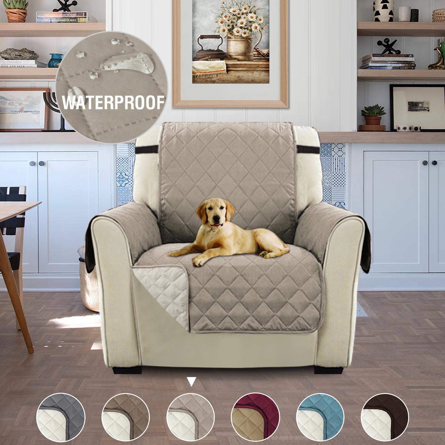 Waterproof Reversible Chair Slipcovers for Dogs, Couch Covers for Pets