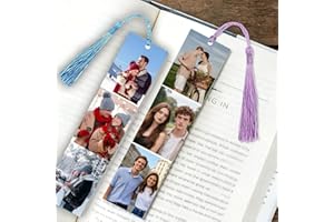 Personalized Bookmark,Custom Metal Photo Bookmarks,Double Sided Printing,Multi Color Tassel,Gifts for Book Lovers,Girlfriend,