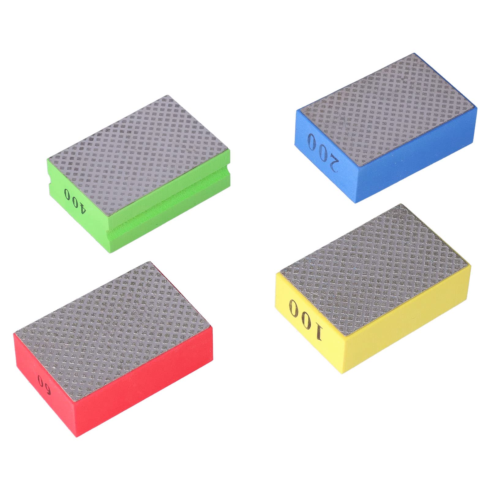 Diamond Sanding Block, High-Efficiency Polishing Pad, Tile Polishing Tools, 4Pcs Multi-Grade Abrasive Set, for Tile, Stone, Glass, Metal, Wood Trimming and Deburring