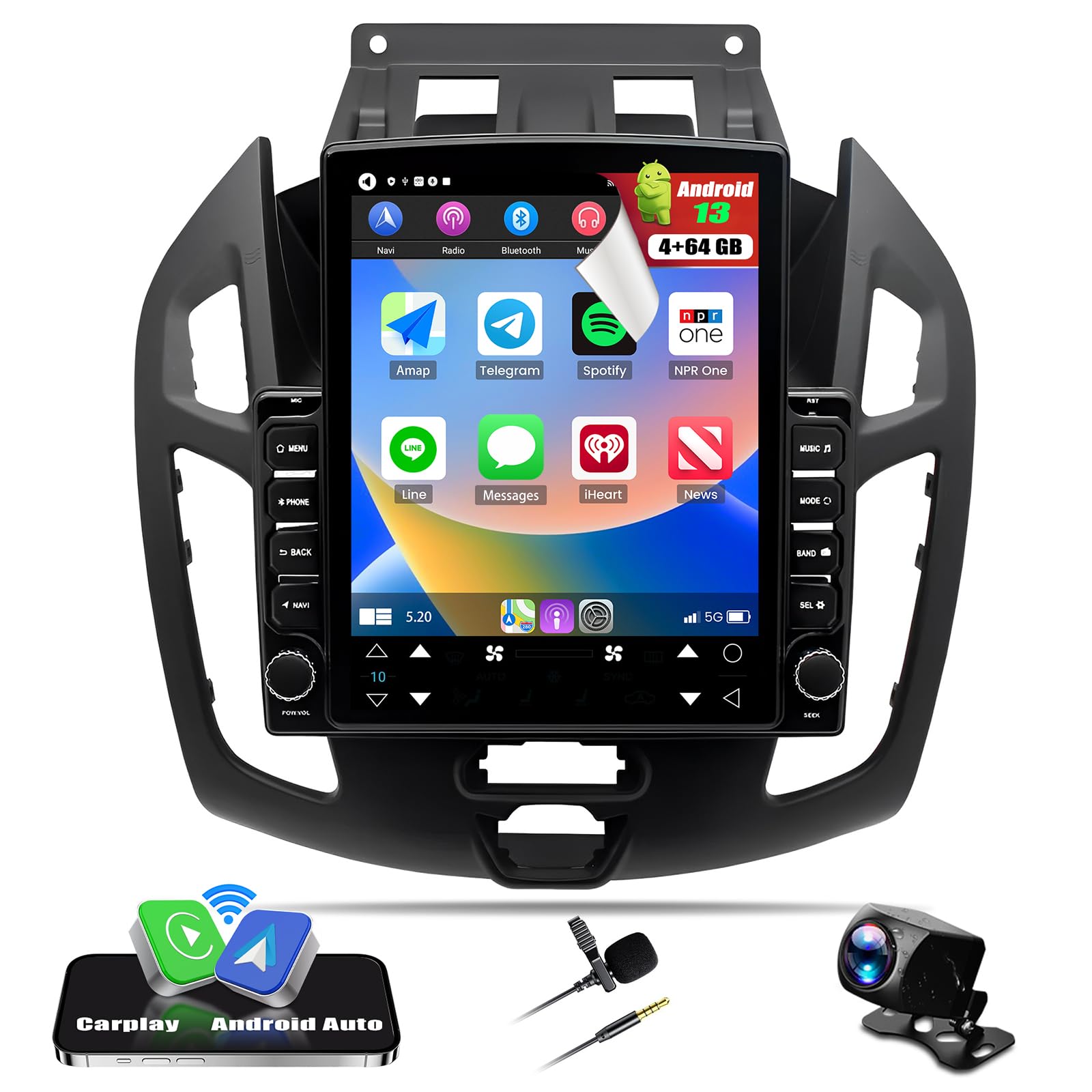 Photo 1 of ***missing backup camera/broken***4+64G Car Stereo Upgrade for Ford Transit Connect 2014 2015 2016 2017 2018, 9.7" HD Touchscreen Android 13 Car Radio with Wireless CarPlay Android Auto GPS Navi WiFi Bluetooth SWC FM DSP Backup Camera