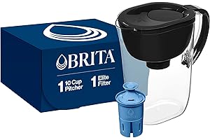 Brita Everyday Elite Water Filter Pitcher, Removes 99% of Lead, Includes 1 Filter, 10-Cup Capacity, Black