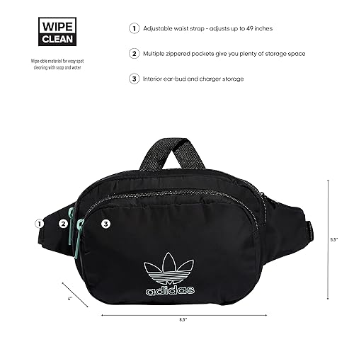 adidas Originals Sport Waist Pack/Travel and Festival Bag, Black