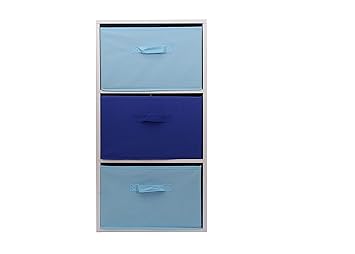 Colourful Storage 3 Fabric Drawers Removable Bins Display Shelf