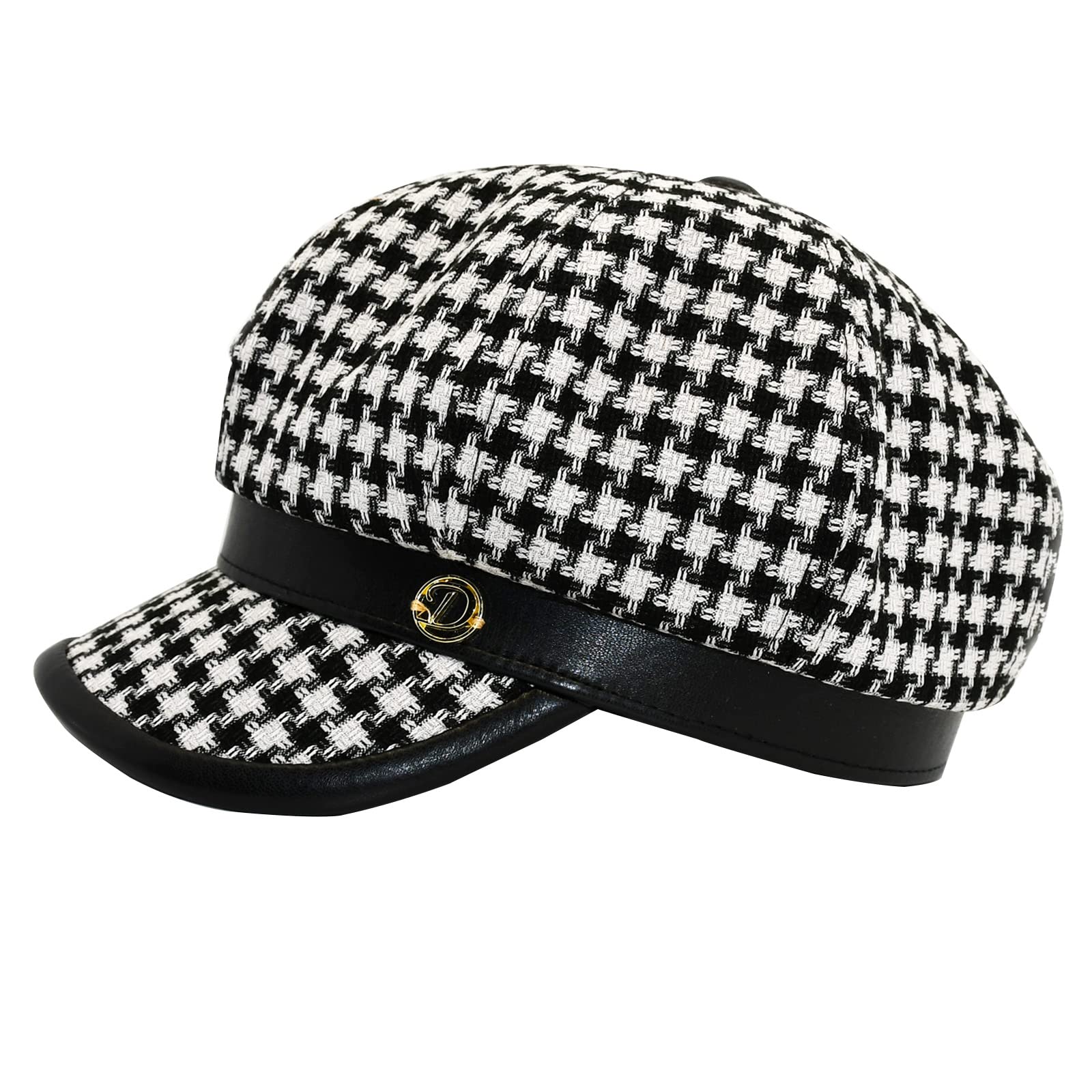 Womens Newsboy Cap French Fashion Houndstooth Paperboy Hats Summer