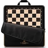 A&amp;A Chess Board - Professional Wooden Chess Board, Tournament Chess Board with Storage Bag (Ebony W/Notation, 21.25"/54cm)