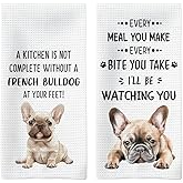 Tzhim French Bulldog Gifts Kitchen Towels Set of 2, Frenchie Mom Gift, French Bulldog Gifts for Women Dish Tea Towels for Kitchen, Frenchbulldog Hand Towels, Dog Kitchen Bathroom Decor, 16x24inch