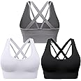 Evercute Sports Bra for Women Padded Medium Support Criss Cross Strappy Bras Seamless High Impact Yoga Exercise Athletic Bras