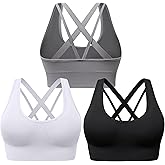 Evercute Sports Bra for Women Padded Medium Support Criss Cross Strappy Bras Seamless High Impact Yoga Exercise Athletic Bras