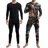 CL convallaria 2 Pack Thermal Underwear for Men Long Johns Fleece Lined Base Layer Set Winter Bottom Top 2XS-6XL