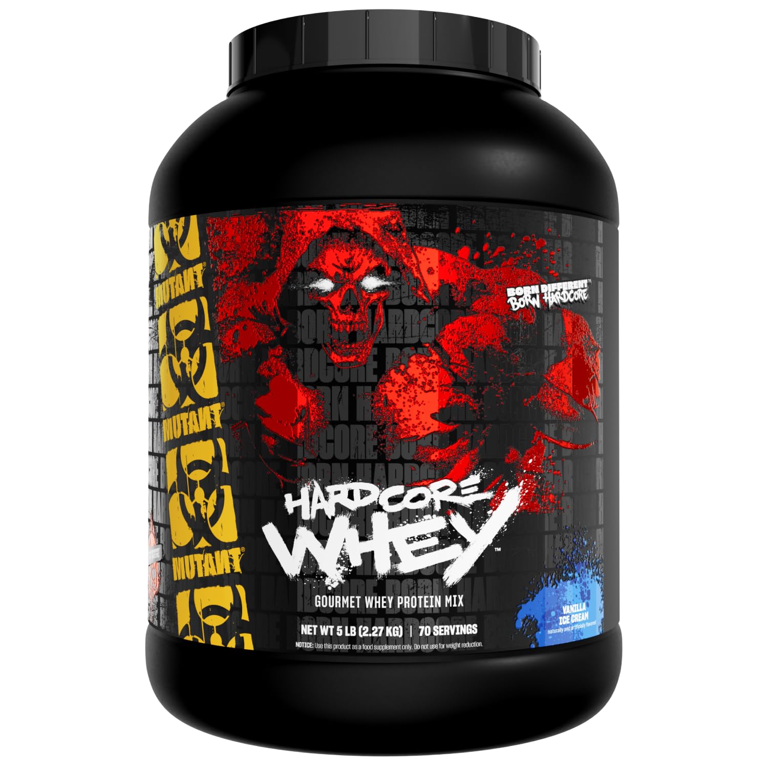 MUTANT Hardcore WHEY | 100% Pure Whey Protein | 24g Protein, Fast-digesting whey Protein Isolate Plus whey Protein hydrolysate | 70 Servings | 5 LB | Vanilla Ice Cream