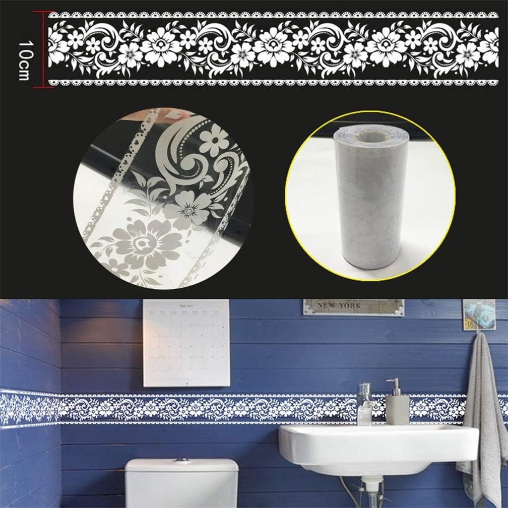 White Lace Transparent Wallpaper Border, 3.94 inch X 393.7 inch/ Roll Self Adhesive Removable Waterproof Wall Border - Image 3