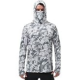 FISHEAL Men's Performance Fishing Hoodie Shirt - UPF 50+ Sun Protection Long Sleeve Thumbholes Shirts with Neck Gaiter