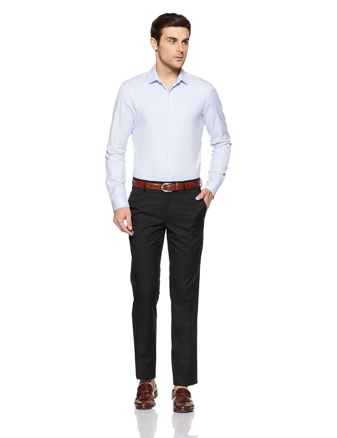 van heusen men's slim fit formal trousers