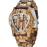 Men's Handmade Wooden Watches Mens Lightweight Analog Quartz Wood Mens Wrist Watch