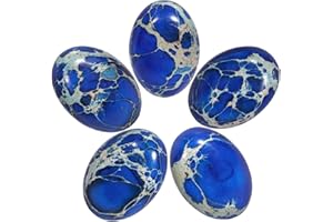 TUMBEELLUWA Sea Sediment Jasper Oval Stone Cabochons Flatback Semi-precious CAB for Jewelry Making Pack of 5