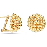 LeCalla 925 Sterling Silver Large Omega Back Earrings for Women | Pierced Ear Clips Stud Earring Gift for Her, Wife or Girlfriend | Classic Omega Back Stud Earrings Jewelry for Daily Wear or Special Occasions