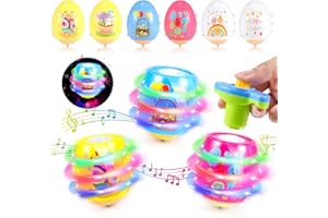 Easter Gifts for Kids, Easter Basket Stuffers Light Up Eggs Toy, Utbttor 6 Easter Egg Spinning Tops with Flash & Music, Easte