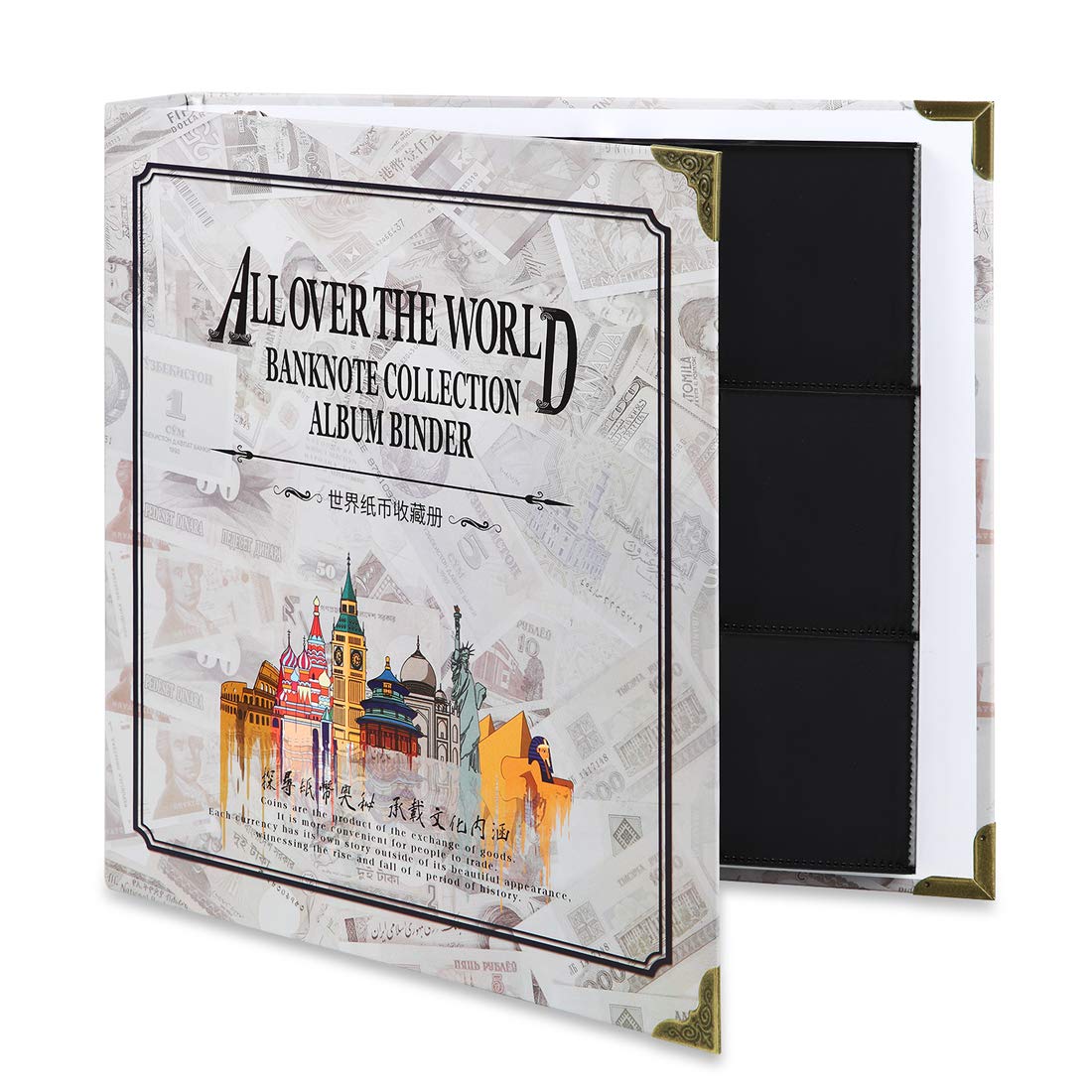 Photo 1 of ***DAMAGED - SEE NOTES/PICTURES***MUDOR 120 Pockets Banknote World Currency Collecting Album, Classic Binder Paper Money Collection Storage Book Album Supplies Holder for Bill Note Stamp Collector Display