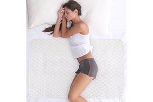 WOVENX Organic Incontinence Pads for Kids & Toddlers - 5 Layer Waterproof Protectors for Overnight Bed Wetting - Reusable & Washable Pee Pads - Fits Twin to Full Size Beds - 34" x 52" White