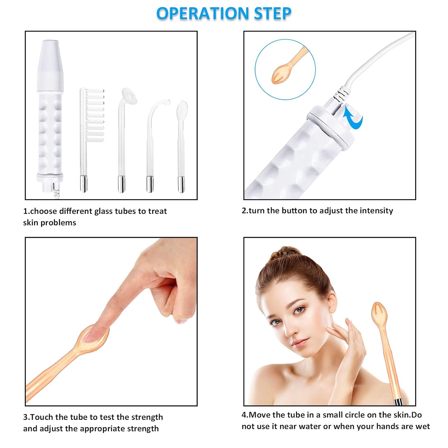 High Frequency Facial Machine, Portable Handheld Skin Therapy Wand, for Acne, Face Tightening, Wand Machine for Remove Wrinkles, Eyes Puffiness and Dark Circles: Beauty